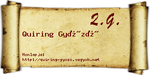 Quiring Győző névjegykártya
